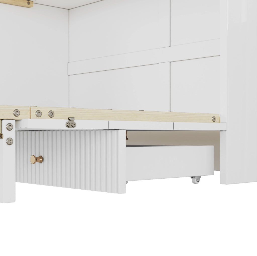 Letto a scomparsa 140x200 cm con cassetti, LED, USB e presa