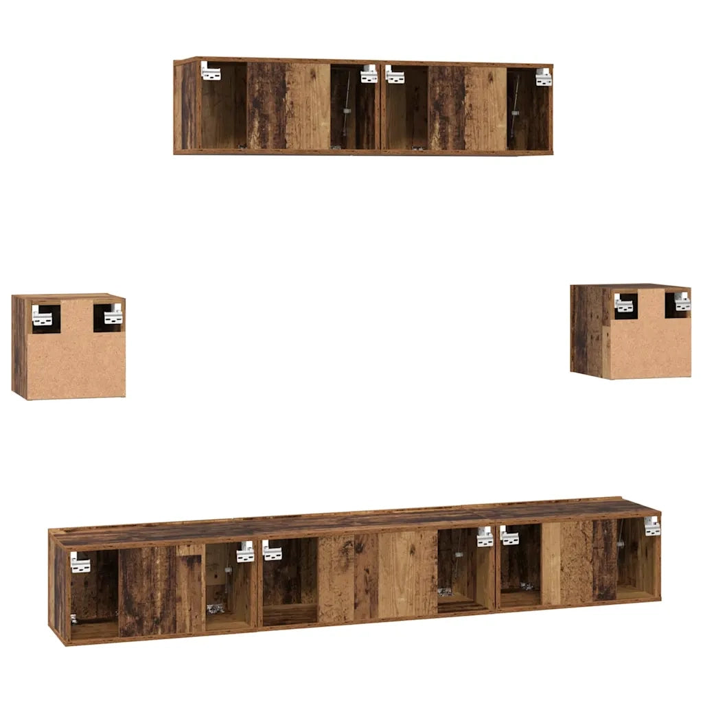 vidaXL Set mobile TV 7 pcs Legno vecchio 80 x 30 x 30 cm