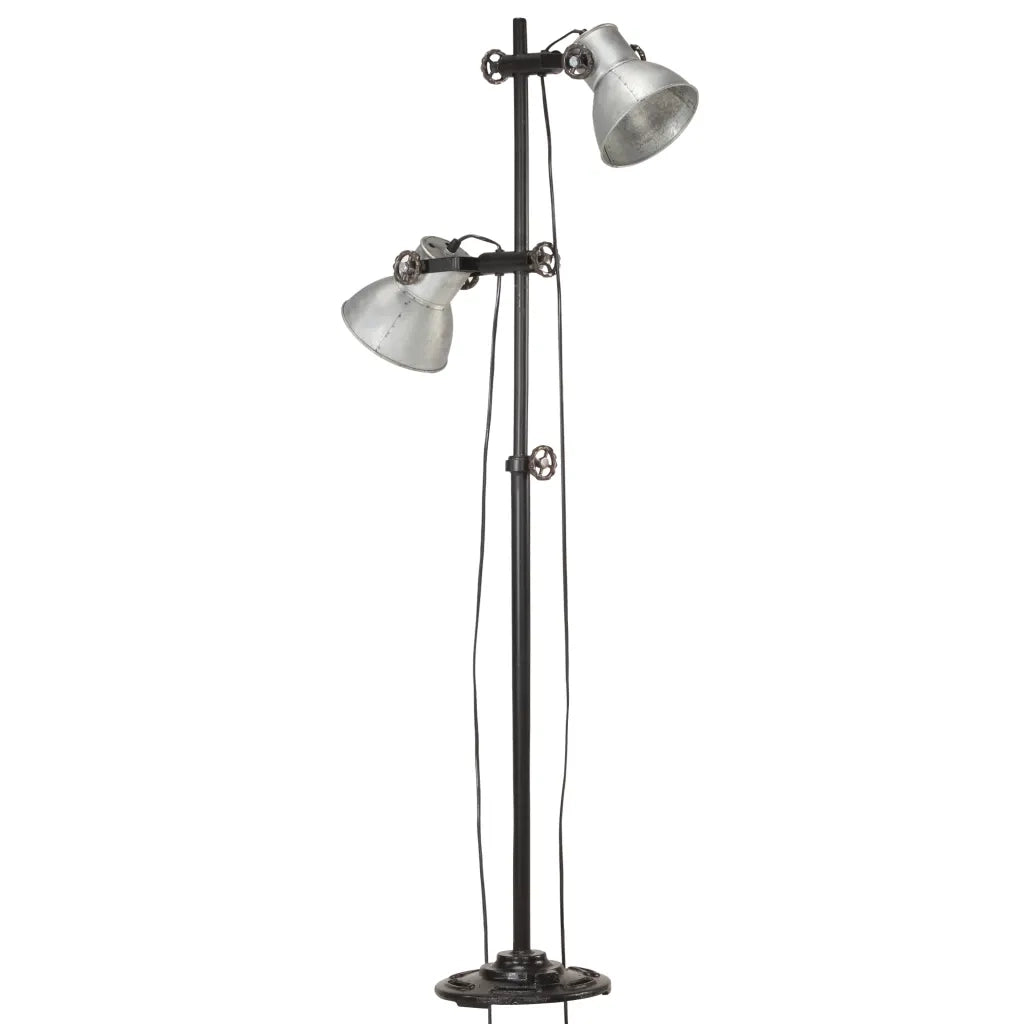 Lampada da Pavimento con 2 Paralumi Argento E27 in Ghisa CFW5499510