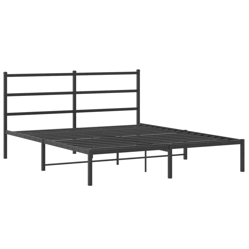 Letto matrimoniale | Letto per adulti | Giroletto con Testiera in Metallo Nero 160x200 cm