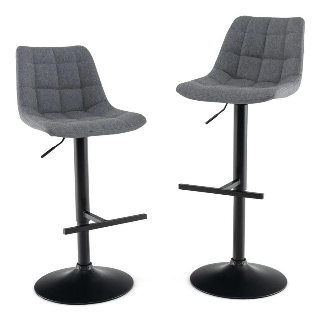 Set di 2 sgabelli da bar regolabili in altezza 43 x 54 x 89-109 cm seduta imbottita girevole a 360° stile moderno tessuto grigio 20_0012549