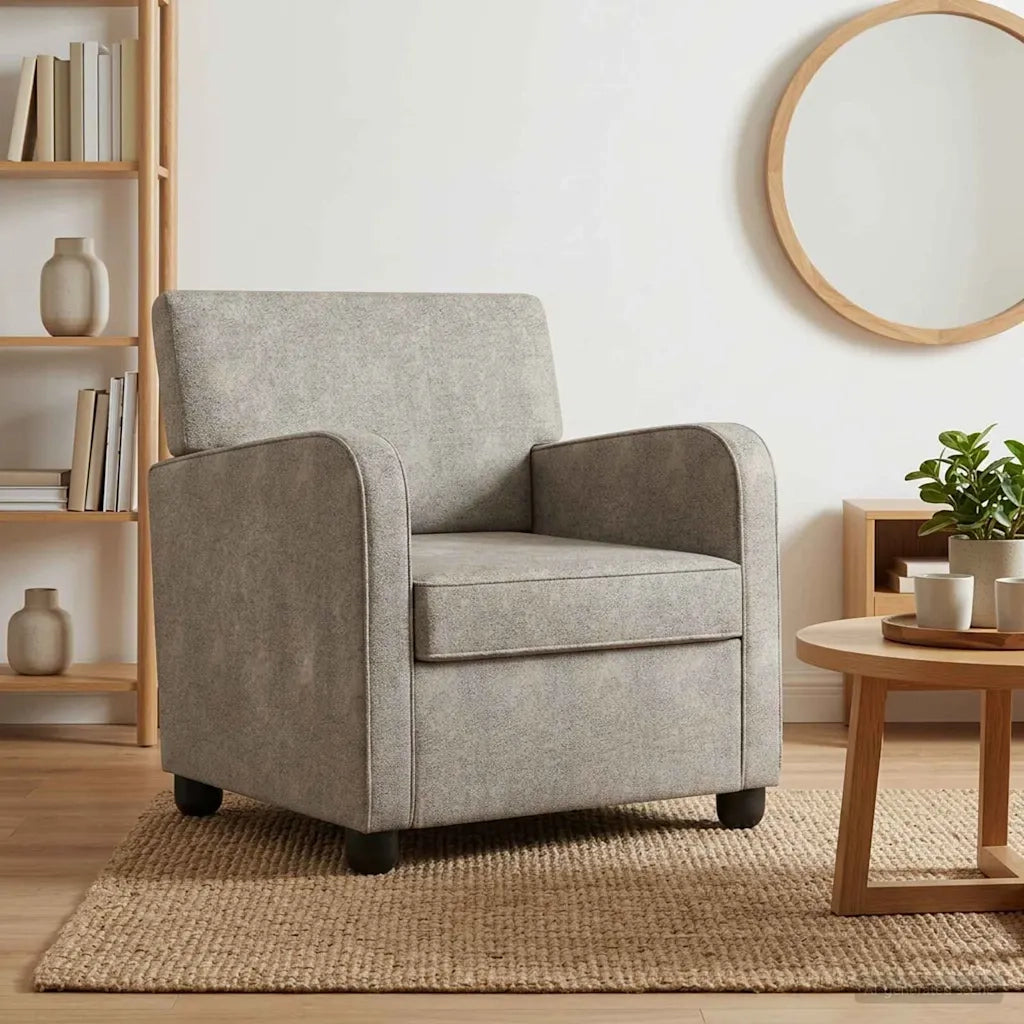 Poltrona Grigio Chiaro Pelle Scamosciata Sintetica 42043424