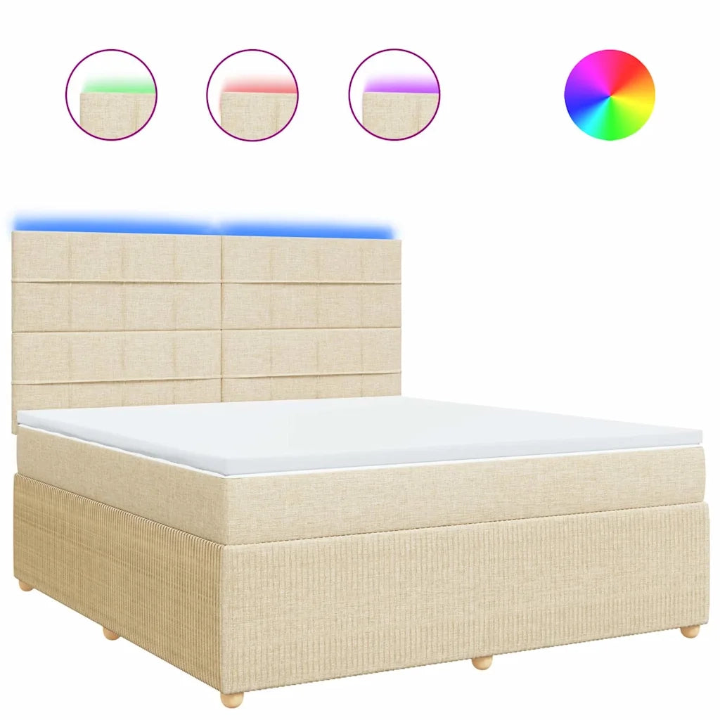 vidaXL Giroletto a Molle con Materasso Crema 180x200 cm in Tessuto
