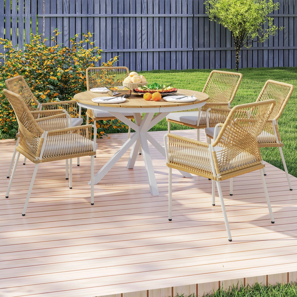 Tavolo da pranzo per giardino rotondo ¨C zephmum ¨C alluminio, 118 cm