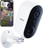 Camera di Sorveglianza Esterna - Camera di Sorveglianza Esterna Senza Fili con Batteria 2,4 GHz Camera di Sorveglianza Esterna IP65 Impermeabile Audio a Due Vie Compatibile con Alexa, Google, 1 PC