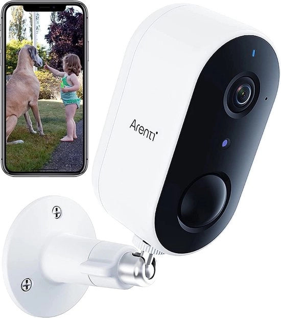Camera di Sorveglianza Esterna - Camera di Sorveglianza Esterna Senza Fili con Batteria 2,4 GHz Camera di Sorveglianza Esterna IP65 Impermeabile Audio a Due Vie Compatibile con Alexa, Google, 1 PC