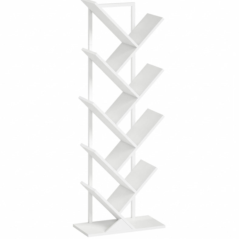 Libreria 50x24x136 cm con design ad albero; struttura in legno; bianco