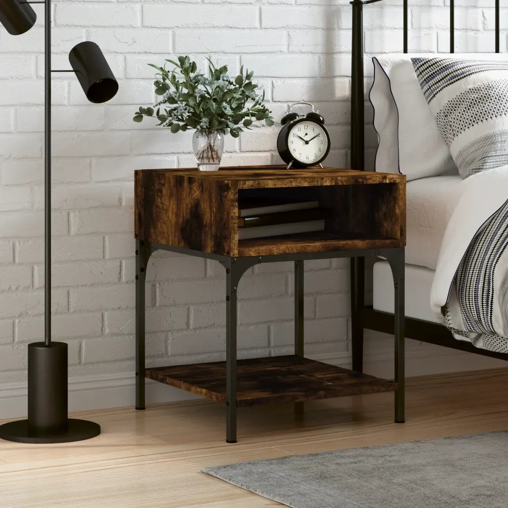 Comodino | Armadio da Notte | Mobiletto da notte Rovere Fumo 40x41x50 cm in Legno Multistrato
