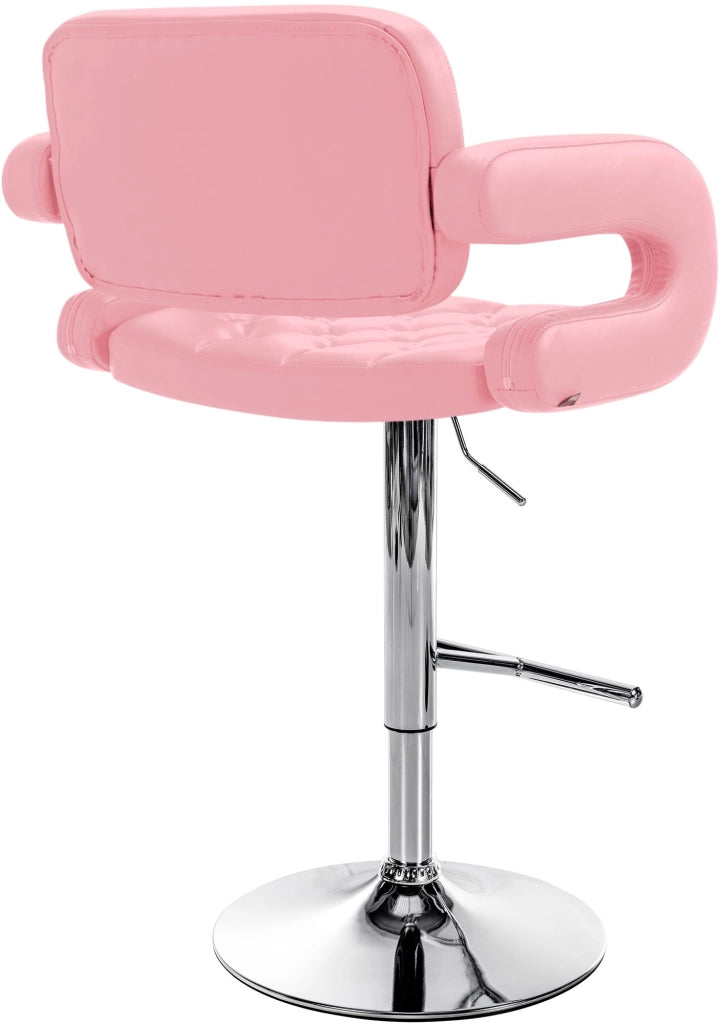 Sgabello Dublin in similpelle rosa,cromo