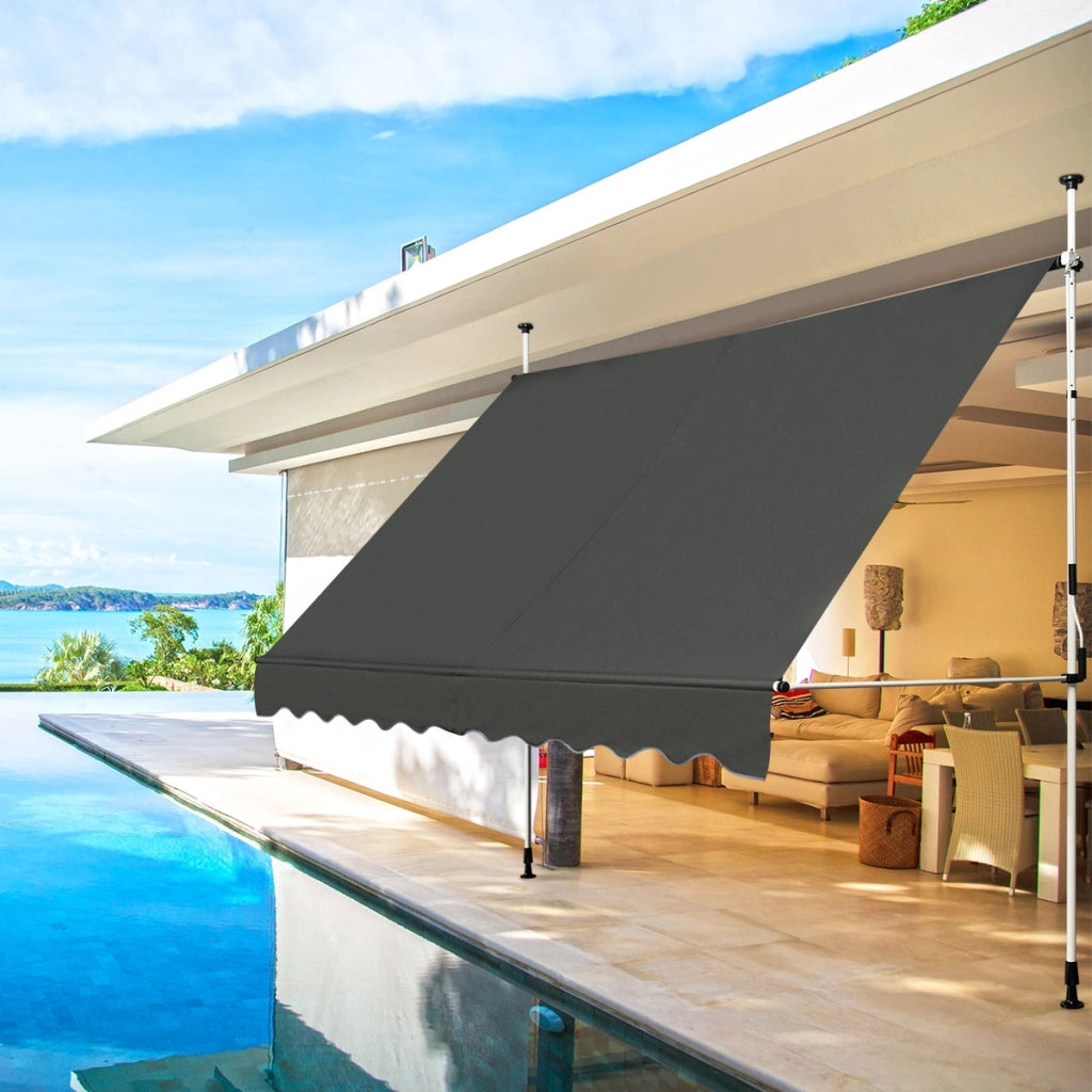 Tenda da sole telescopica e retrattile, Tenda parasole resistente ai raggi UV impermeabile 300 x 120 cm Grigio-Tende parasole