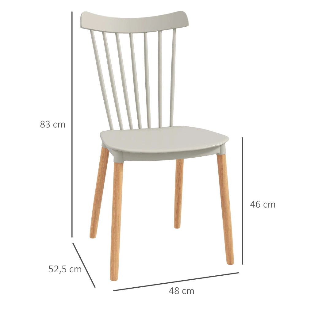 Set 4 Sedie Stile Scandinavo ¨C Zephmum ¨C Polipropilene Legno H¨ºtre Grigio 48x52.5x83 cm