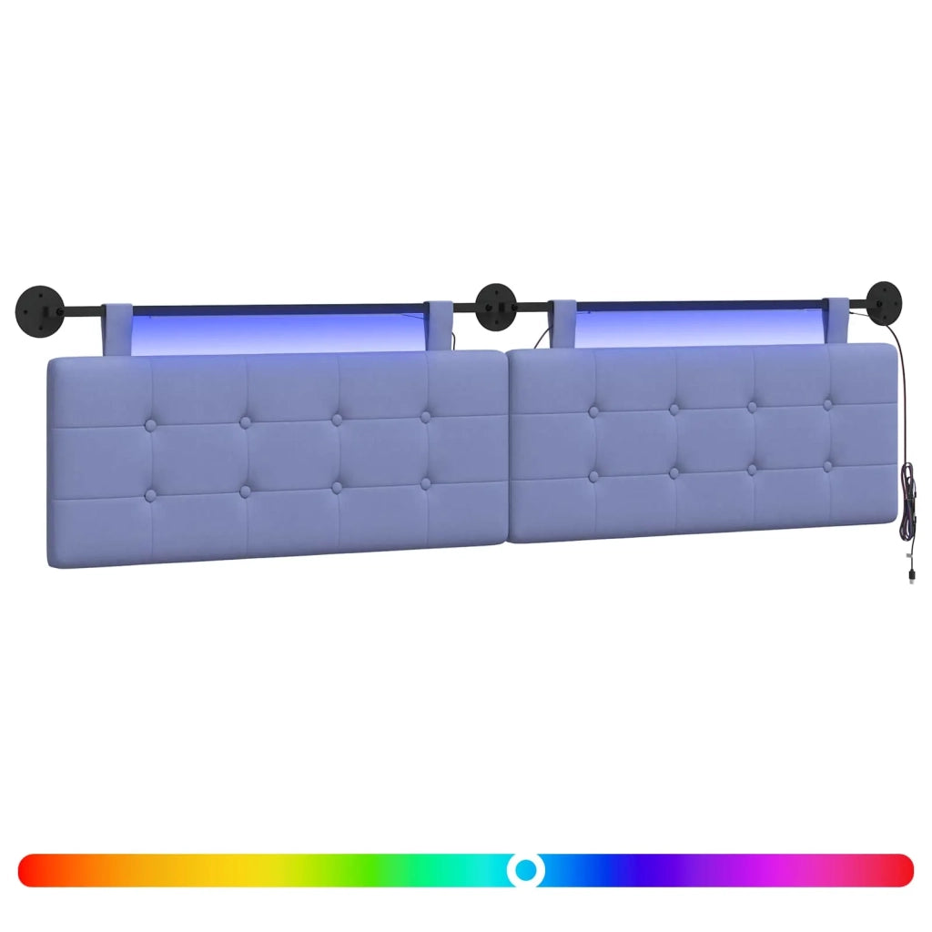 Testiera sospesa Con luce LED Blu jeans Tessuto