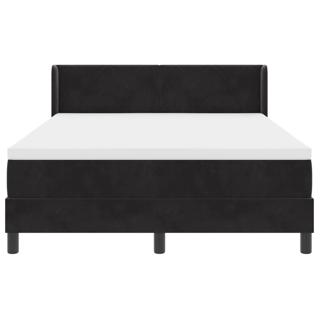 Letto A Molle con Materasso Nero 140x190 cm Velluto