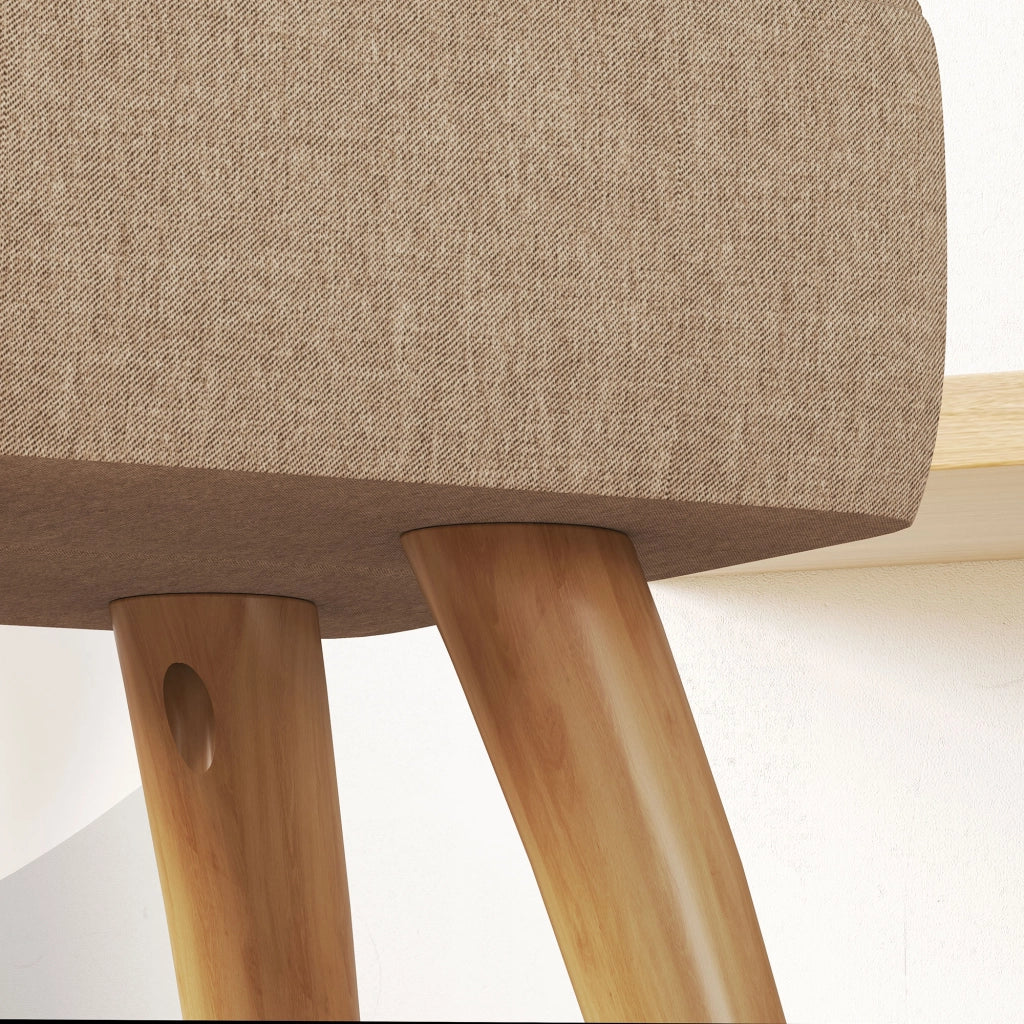 Poggiapiedi in tessuto con gambe in legno ¨C zephmum ¨C marrone chiaro 27x27x26 cm
