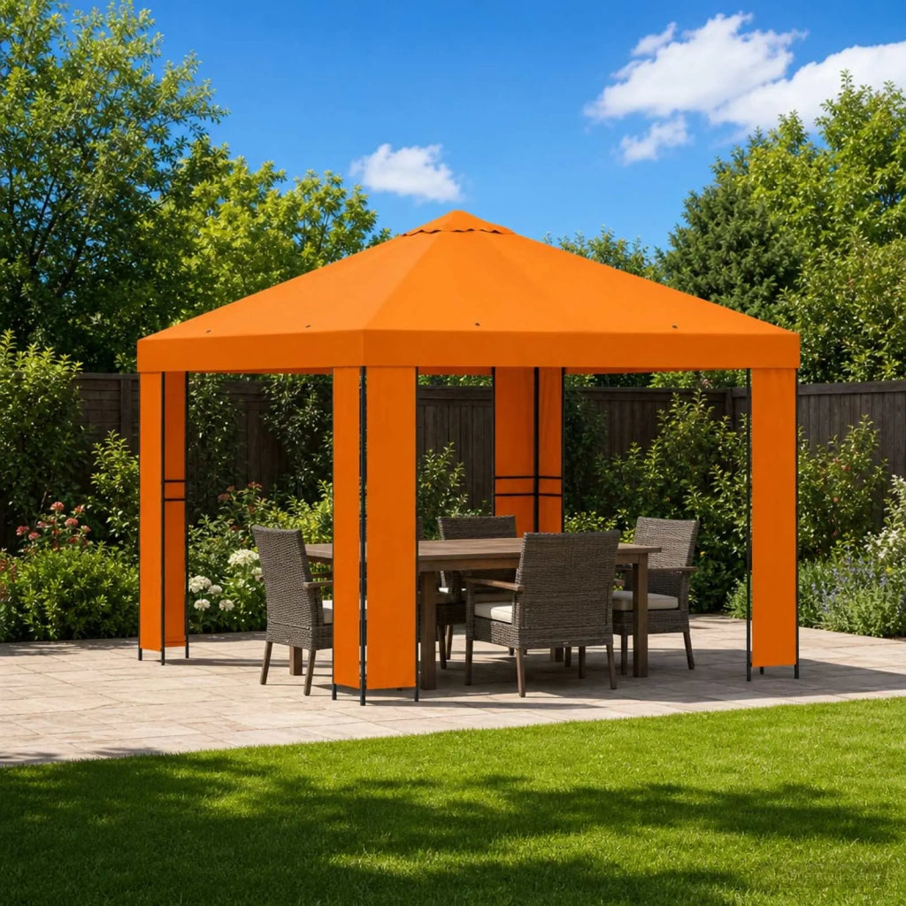 Gazebo | Pergolato 3 x 3 m Arancione Poliestere e Acciaio 190 gsm