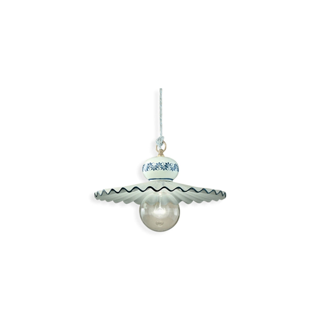 Lampadario Classico Roma Ceramica E Ottone Satinato Decorato 1 Luce E27