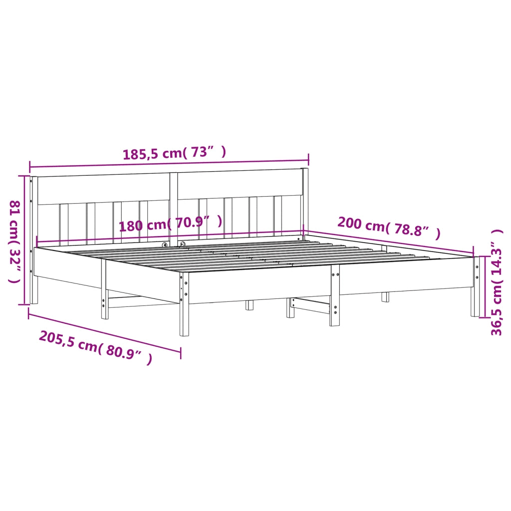 Giroletto senza Materasso 180x200 cm in Legno Massello di Pino 3216203