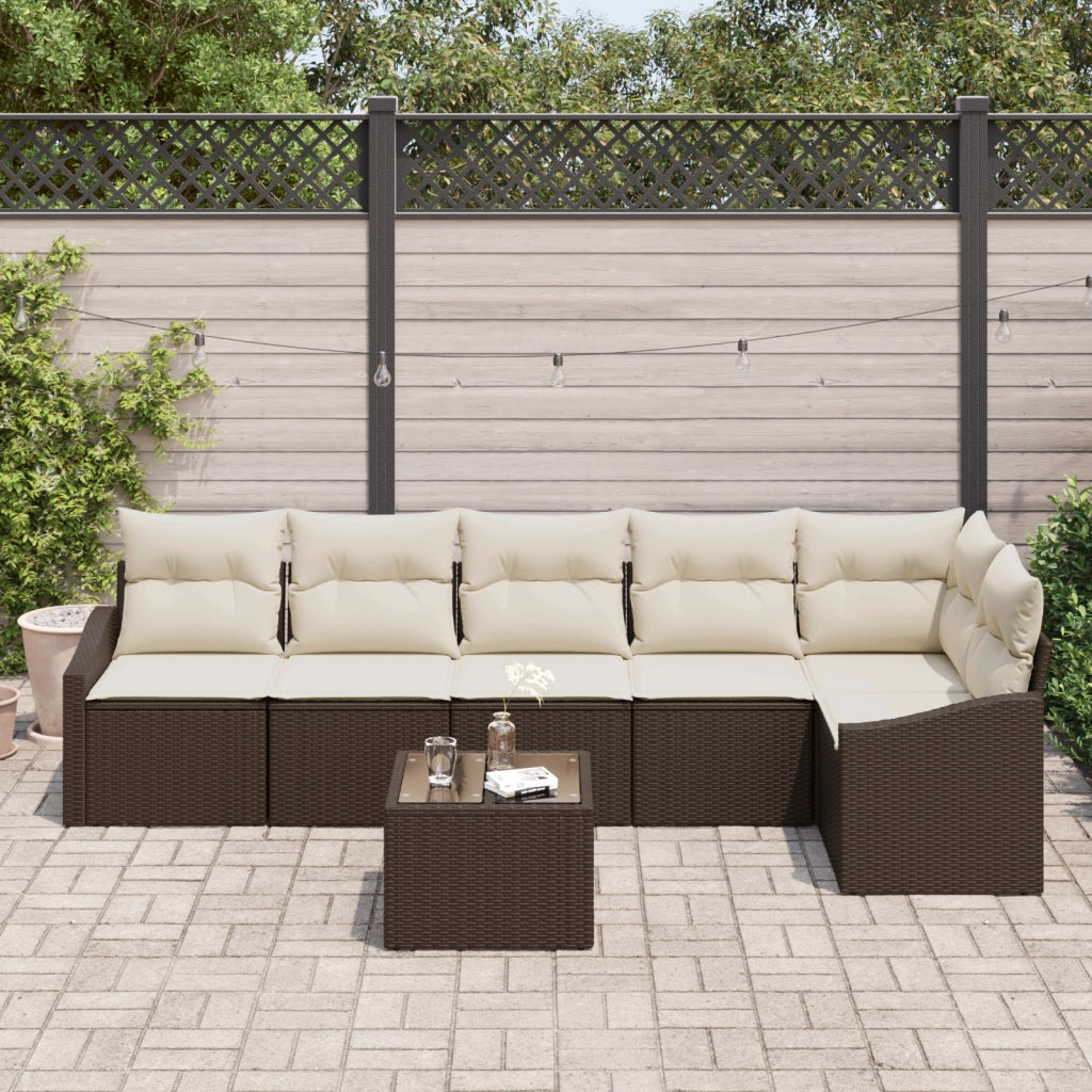 Set di Divani da Giardino da 6 Pezzi con Cuscini Grigio Polyrattan