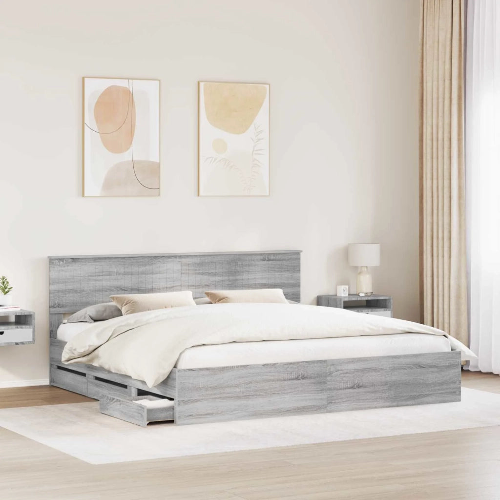 Struttura del letto con cassetto Grigio Sonoma 200 x 200 cm