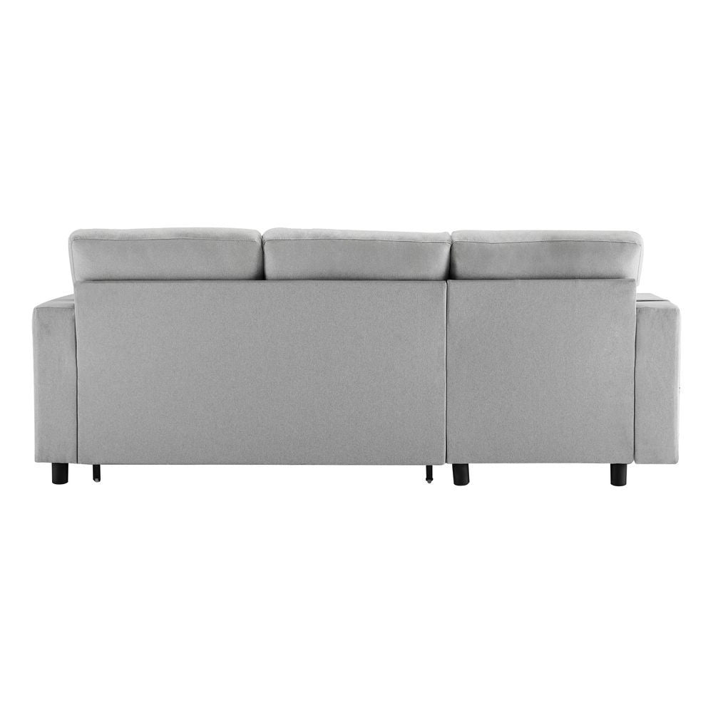 Divano letto angolare - Xylo - Forma L, chaise longue reversibile, grigio chiaro
