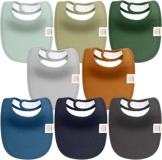 Set di 8 slabbettoni biologici per bambini, slabbettoni in cotone per bambini, slabbettoni per la crescita dei denti, slabbettoni soffici e assorbenti per bambini e piccoli bambini, lavabili per neonati e bambini in età prescolare.