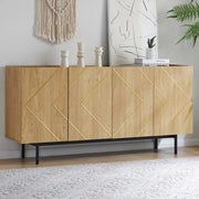 Credenza 160x40x78 cm con 4 ante e ripiani regolabili in truciolare naturale