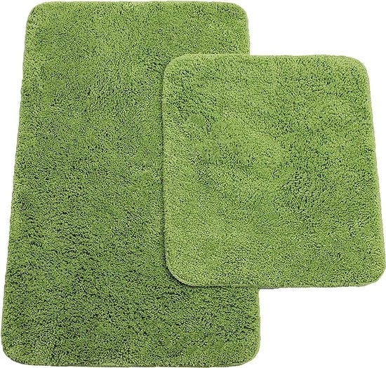 Set di 2 Mattonelle per Bagno Antiscivolo - 50x80 cm e 45x50 cm - Mattonelle per Bagno a Fondo Verde