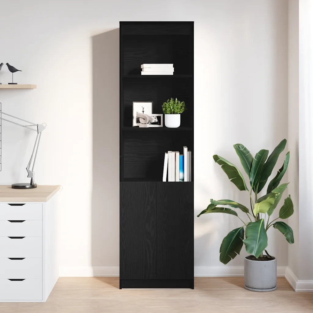 Credenza Rovere Nero 50x35x180 cm in Legno Multistrato 3328463