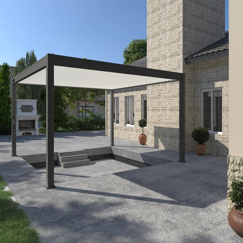 Pergola bioclimatica OmbrÃ©a VS autoportante 4x4M - Antracite/bianco
