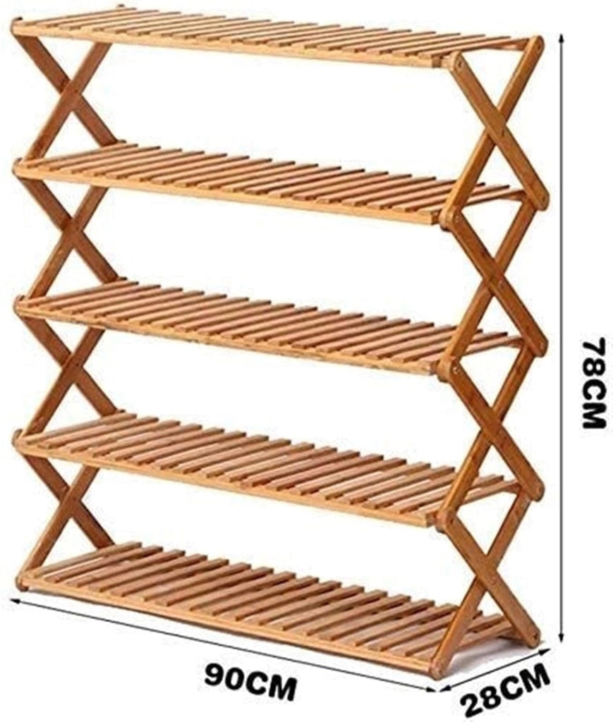 scarpiera Scarpiera per la casa Shoe Rack Scarpiera Pieghevole Scarpiera Multifunzionale Scatola per Scarpe in bambù Naturale Antipolvere (Dimensioni : 5Tier)