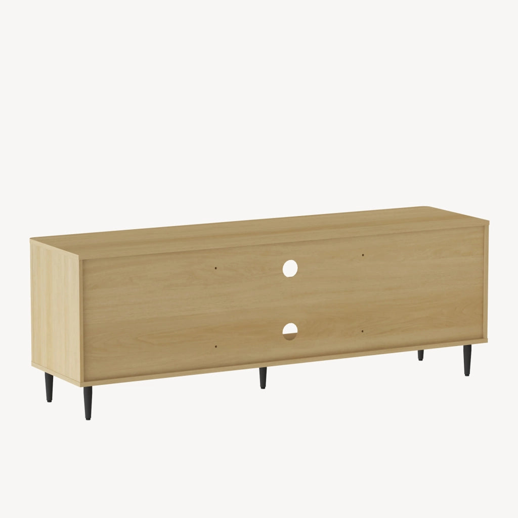 Mobile TV Lukhomso con Ante Inserto Effetto Rattan 152x40x54 cm Effetto Rovere [en.casa]