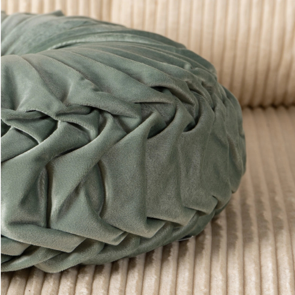 Cuscino Rotondo Zucca Effetto Velluto Circolari Per Divano Decorativo Letto 40 Cm  Verde