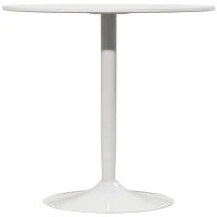 Tavolo da Pranzo per 2 Persone, Piano Rotondo Ø80 cm, MDF e Acciaio, Antiscivolo, 75H cm, Bianco