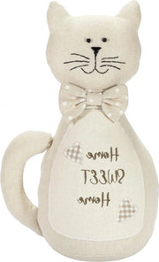 Stopper per Porta Gattina - Tappo per Porta di Stoffa - Disegno Home Sweet Home - Peso di Sabbia Pesante - Distanziatore per Porte Animali - Regalo per Amanti dei Gatti - 19 x 13 x 36 cm