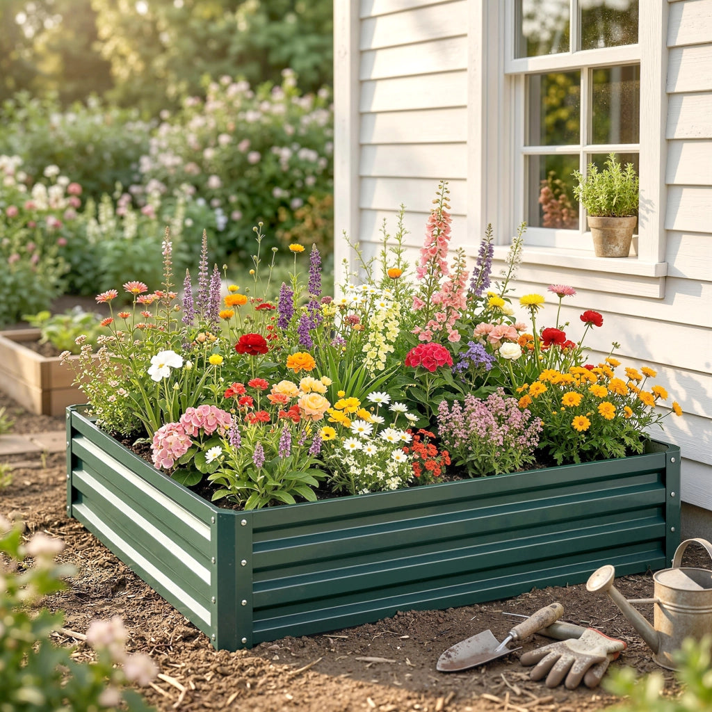 Orto Rialzato in Acciaio ¨C zephmum ¨C Verde 120x120x30 cm