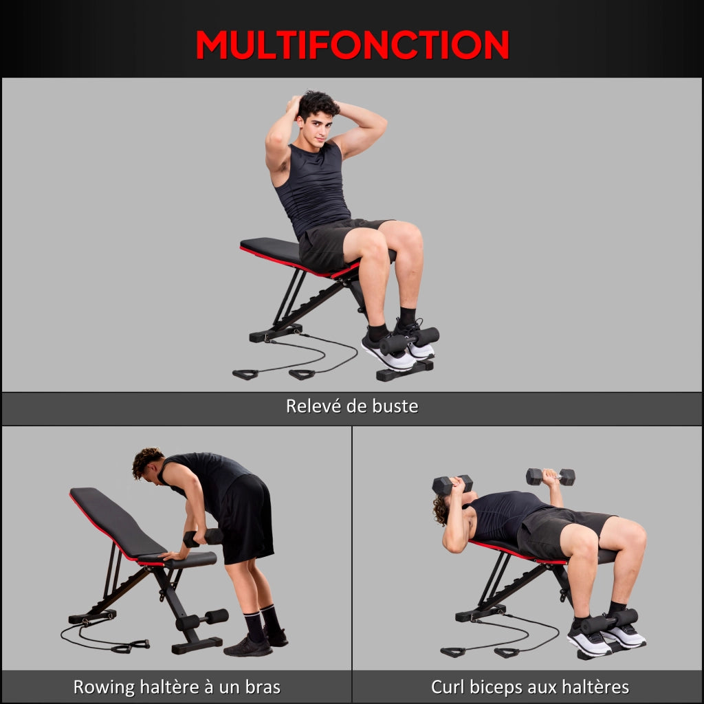 Sedia da fitness regolabile ¨C zephmum ¨C nero e rosso 130x34x109 cm
