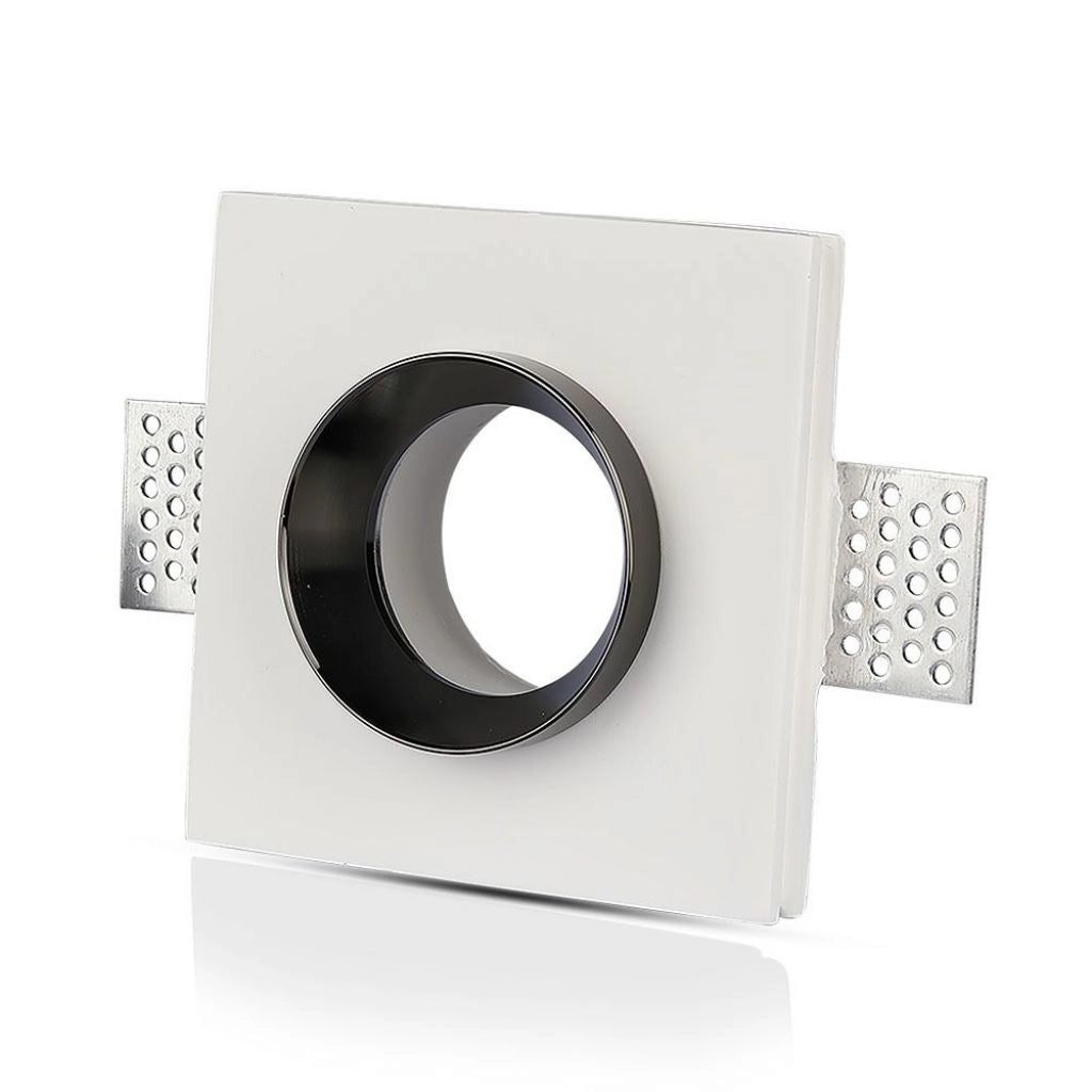 Luce di incasso bianca in gesso GU10 con quadratura di metallo cromato