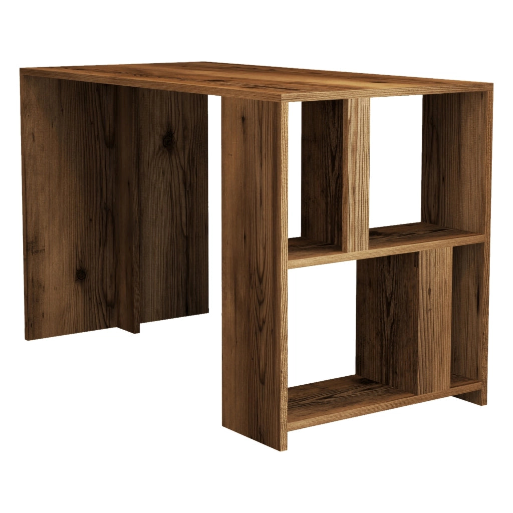 Corfinio, Scrivania 3 Ripiani, 120x60x75h cm Marrone Noce
