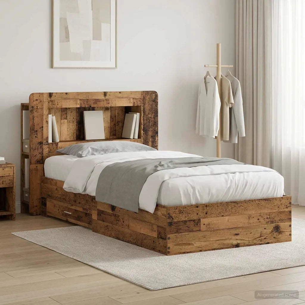 Telaio del letto con storage Legno antico 90 x 190 cm 3433818