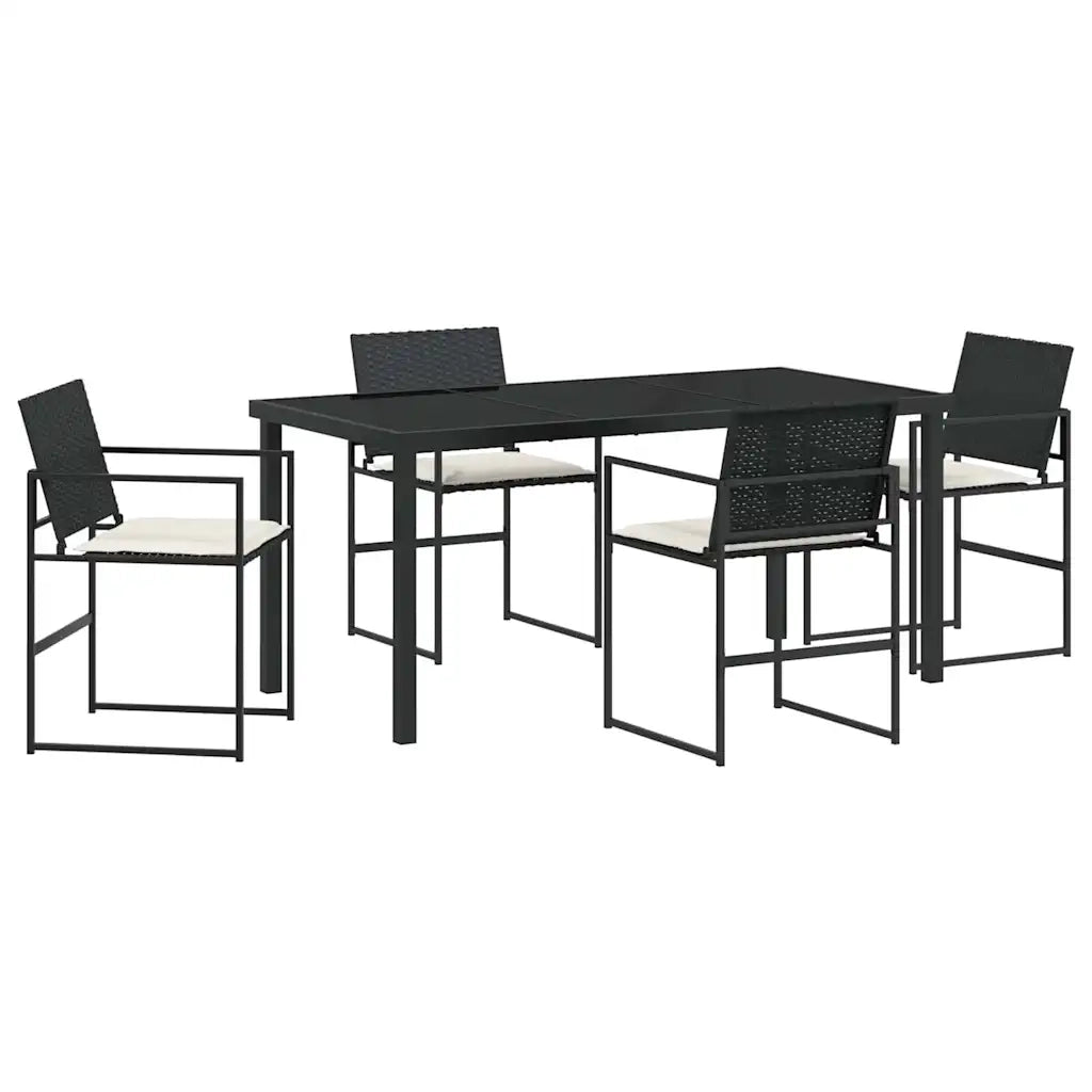 Set da Pranzo per Giardino 5 pcs Nero