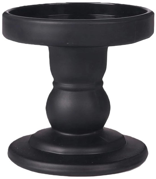 Candeliere di Design Elegante - Nera con Vetro - Completo di Supporto per Candelabri - Adatto per Candelabri Standard - Ideale per Tavoli e Centrotavola - Altezza 8 cm