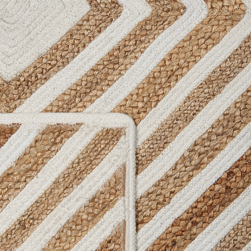 Tappeto tappetino Tappeto Beige Cotone Iuta Motivo Geometrico 140 x 200 cm Rustic Boho