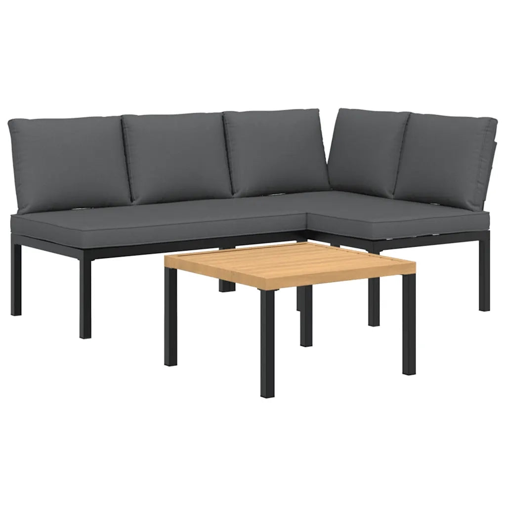 Set Divani da Giardino 3 pz con Cuscini in Alluminio Nero 3283685