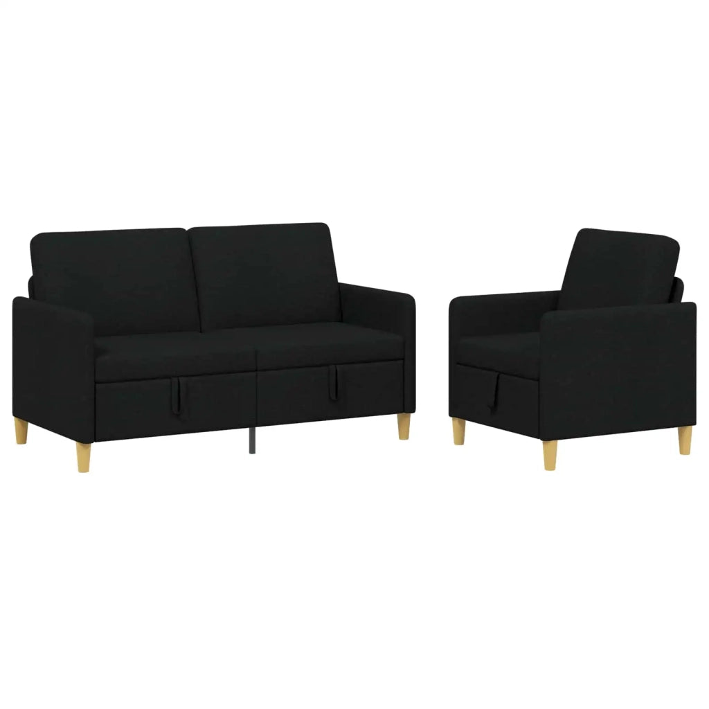 Set di Divani con Storage 2 pcs Nero Poliestere 3429178