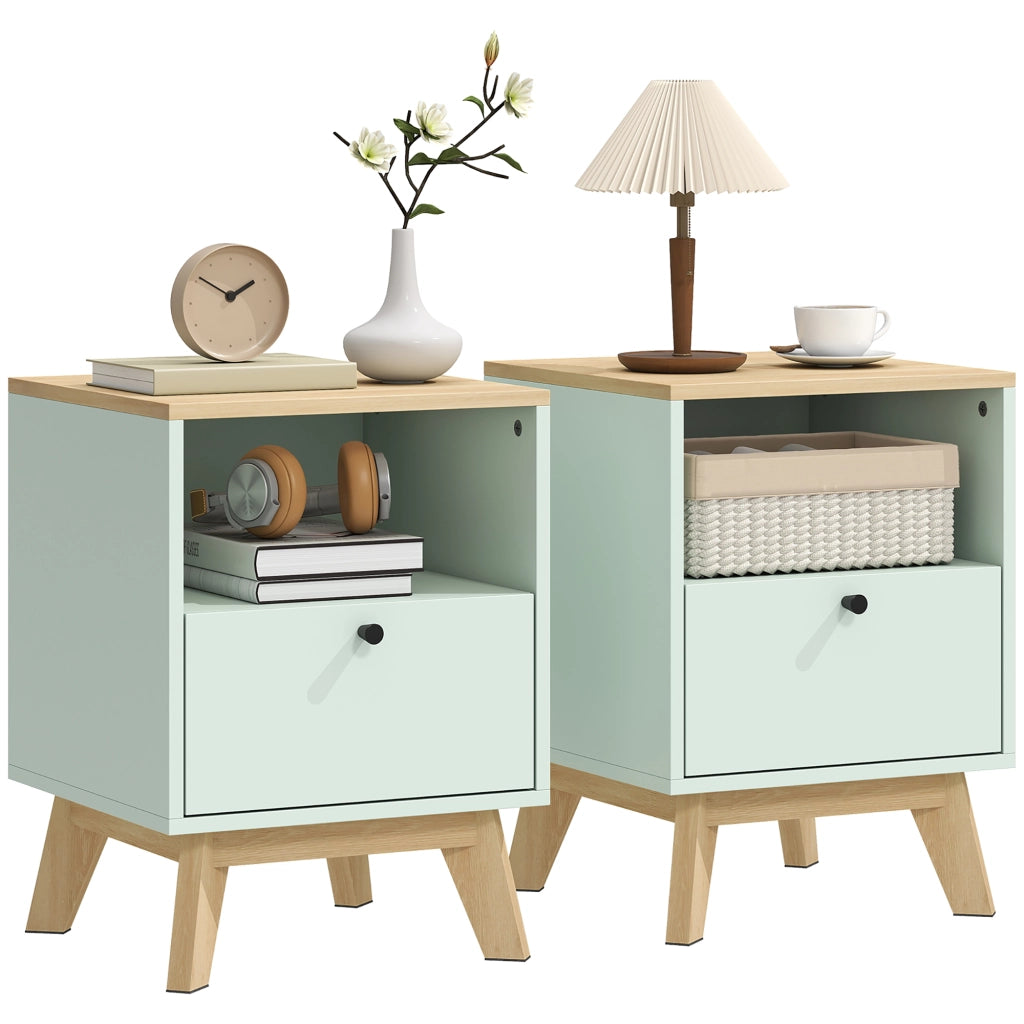 Comodino ¨C zephmum ¨C Effetto Rovere e Verde Chiaro 40x40x55