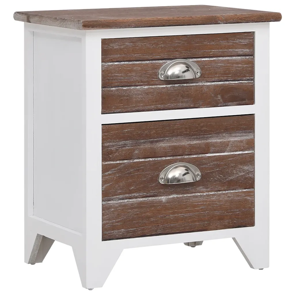 Set di 2 Comodini | Armadio da Notte | Mobiletto da notte Set con 2 Cassetti Marrone e Bianco
