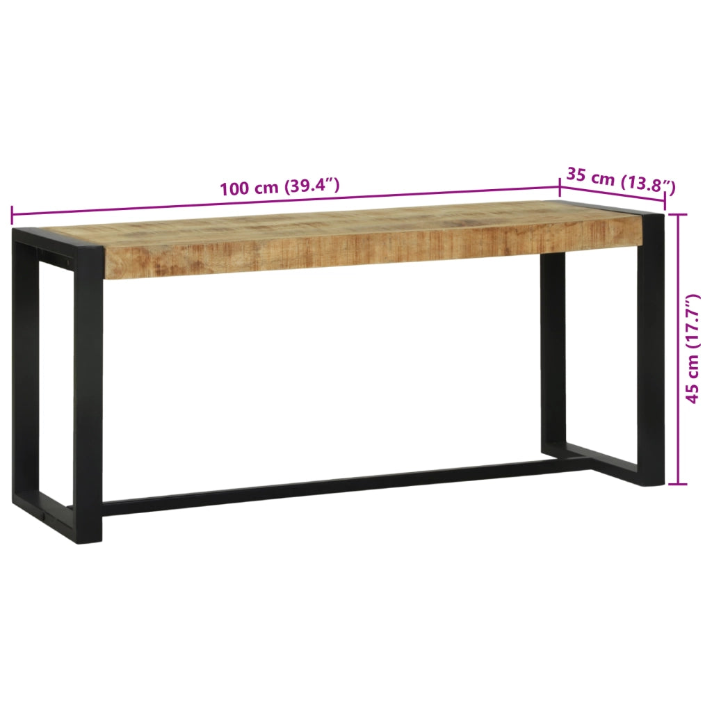 panchina 100x35x45 cm in legno massello di mango