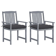 Sedie da Giardino con Cuscini 2 pz in Massello di Acacia Grigio cod mxl 67054