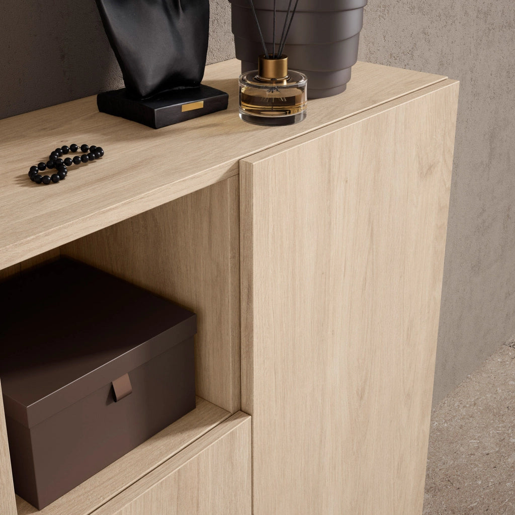 Scarpiera Herdasa effetto rovere chiaro gambe bianche 87x90x27