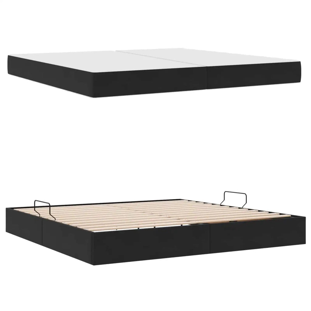 Letto con contenitore e materasso Nero 200 x 200 cm Velluto 3399744